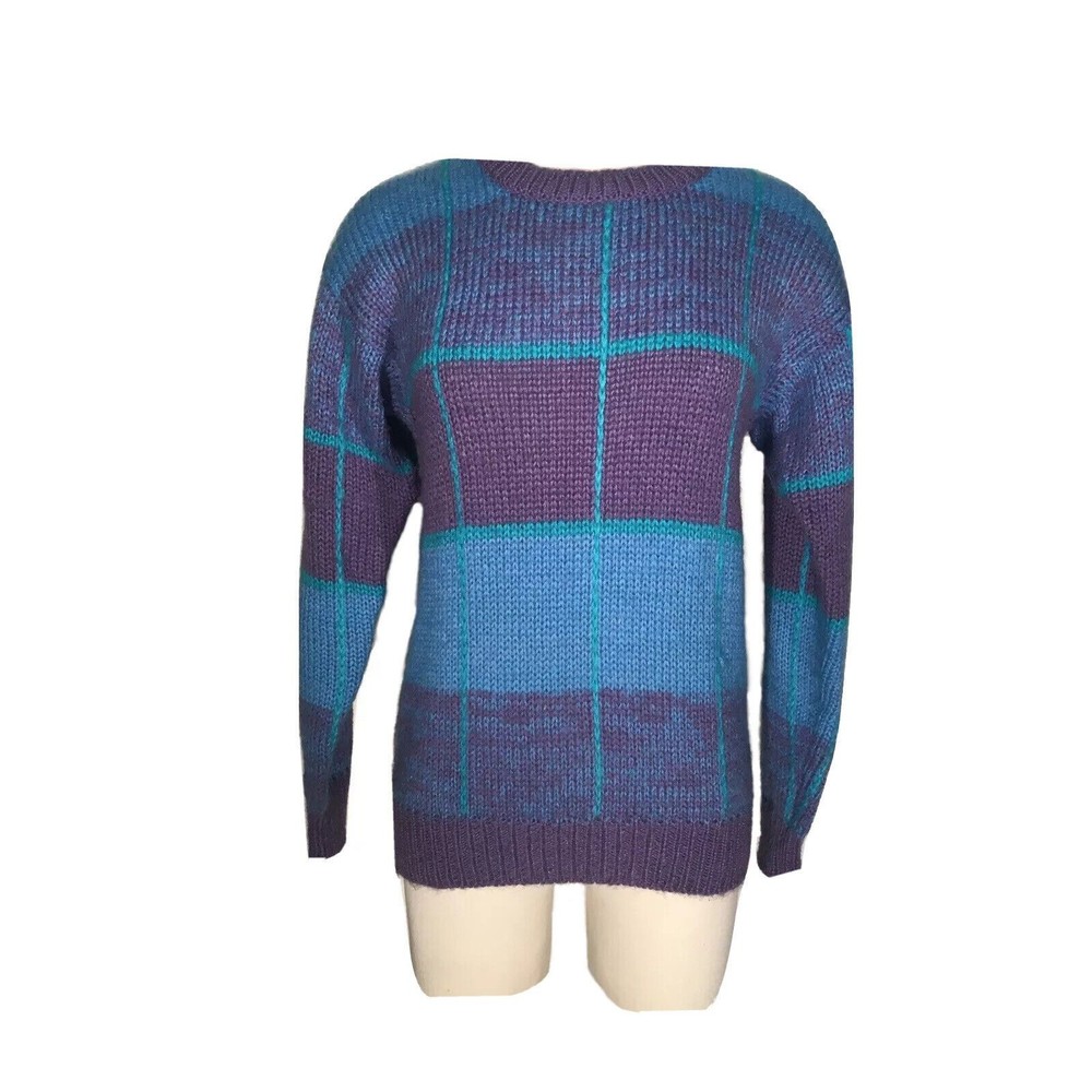 E.Z. Spirit Womens Purple Sweater Pullover Long Sleeve Medium Acrylic Knit
